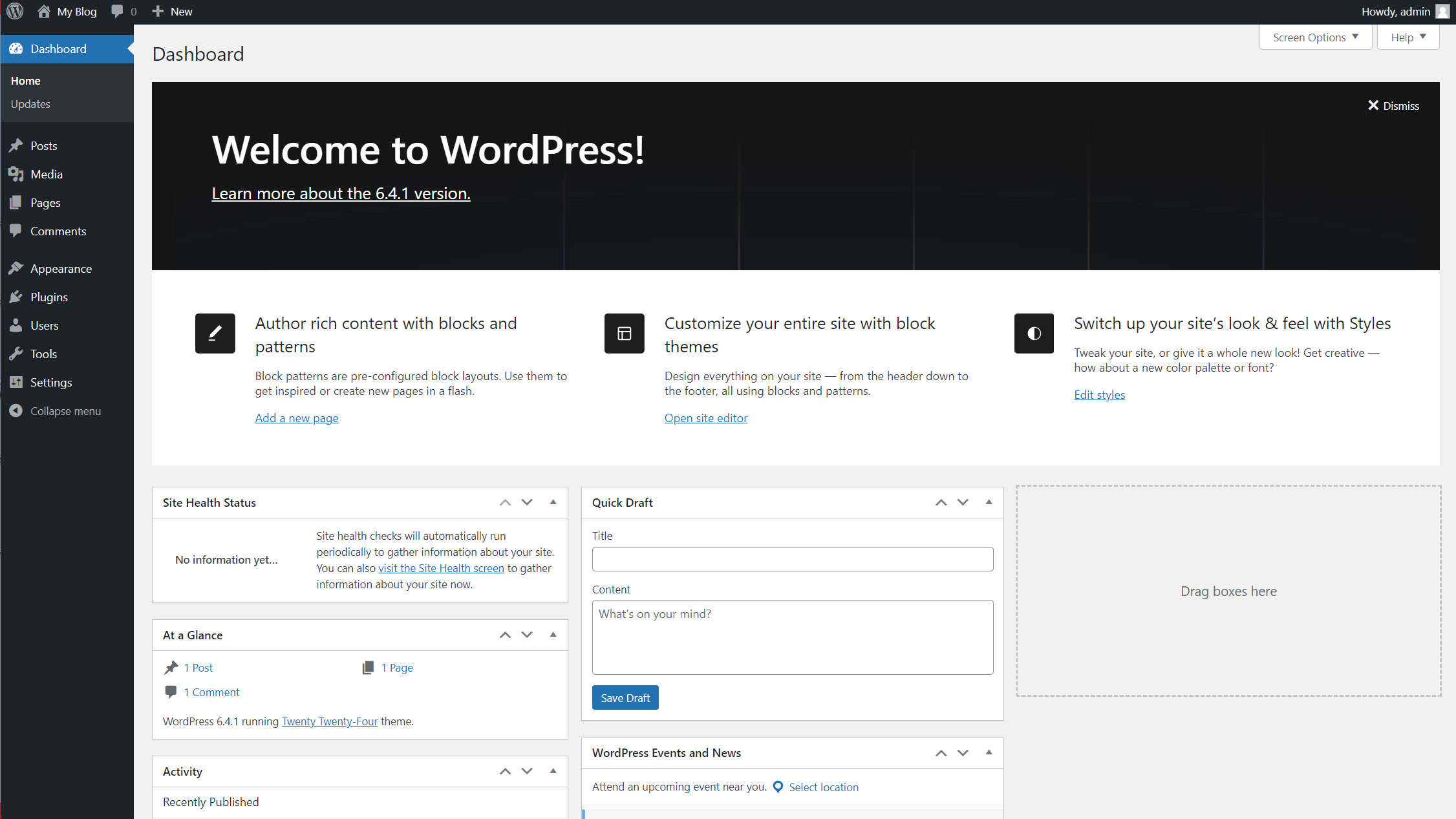 WordPress Admin View